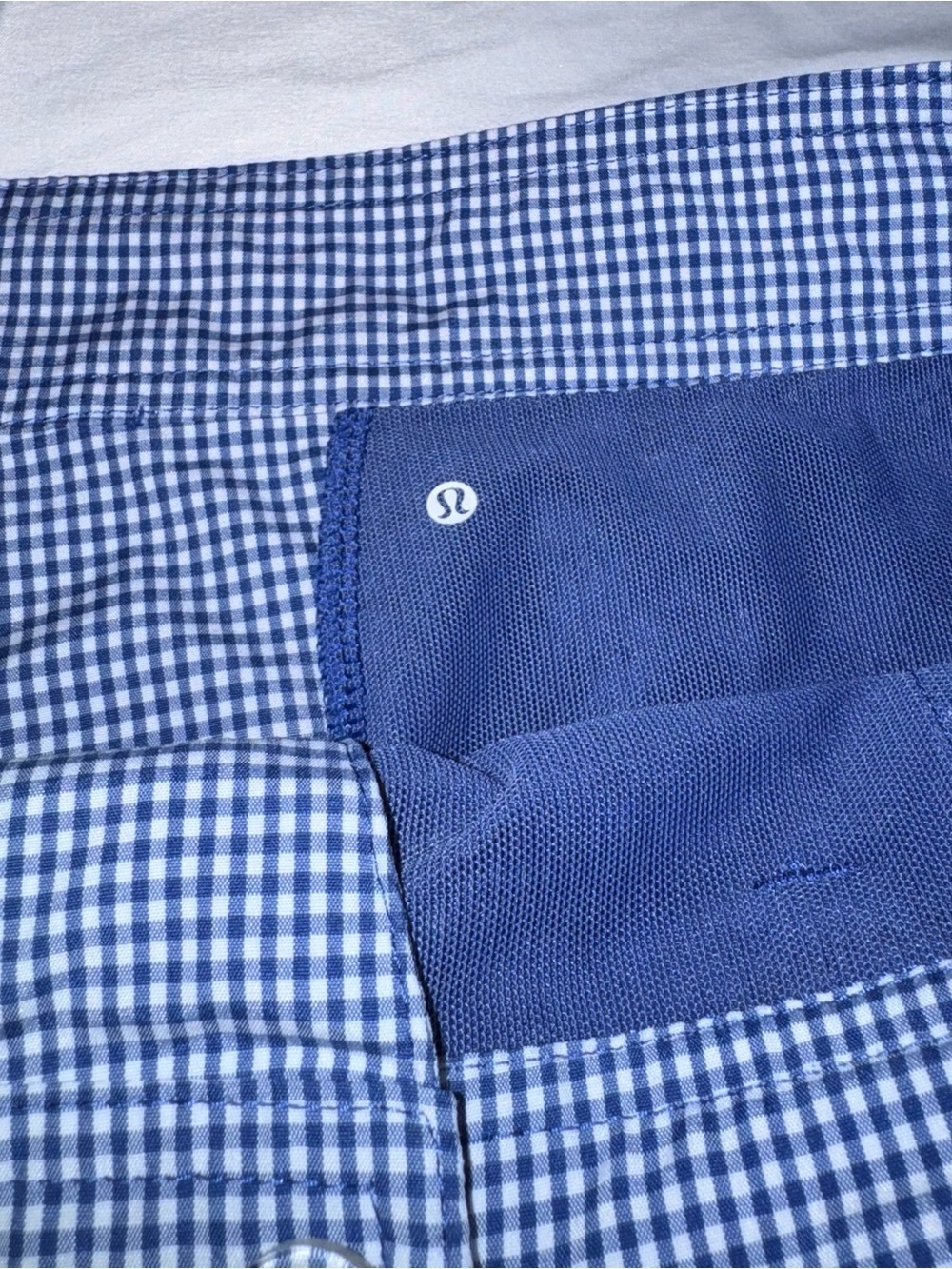 Lululemon Athetica Shorts Mens 38 Blue Gingham Check Golf Casual Stretch - Picture 4 of 9